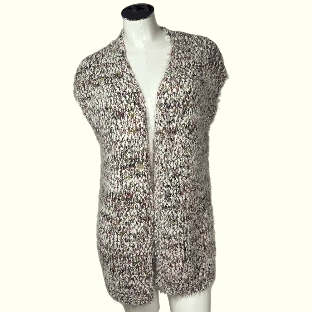 WORLD MARKET Multicolor Textured Open Front Chunky Knit Tunic Sweater  OS